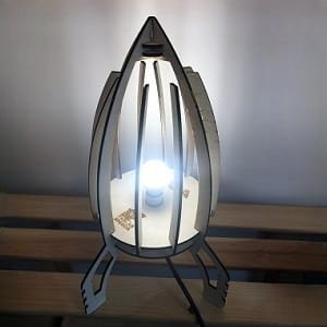 Laser Cut Spaceship Night Light Table Lamp for Kids Room