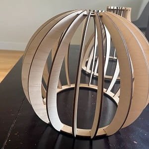 Laser Cut Spherical Wooden Pendant Light Shade