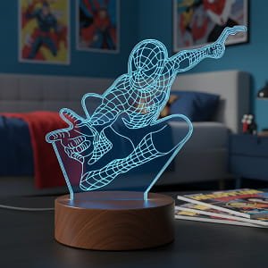 Laser Cut Spiderman 3D Illusion LED Lamp