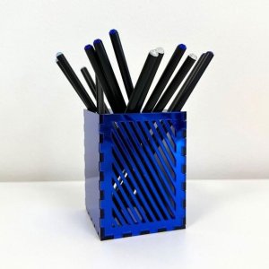 Laser Cut Square Pencil Cup Vector