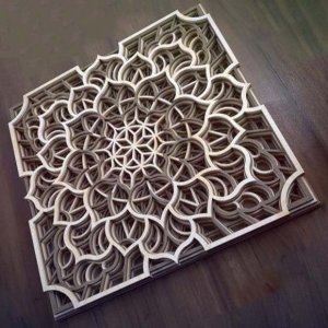 Laser Cut Square Shape Mandala Art Design