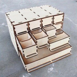 Laser Cut Stackable Drawer Box Storage Organizer Vector