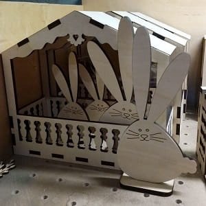 Laser Cut Standing Easter Bunny Decoration