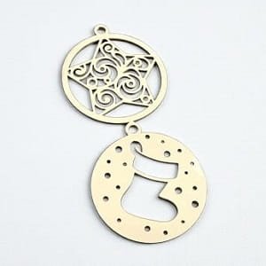 Laser Cut Star and Stocking Christmas Ornament