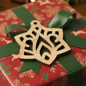 Laser Cut Star Shaped Wooden Christmas Ornament