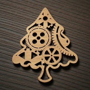 Laser Cut Steampunk Style Christmas Tree Ornament