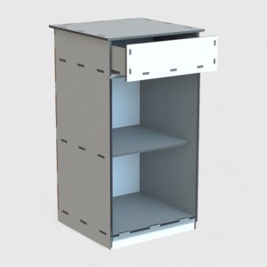 Laser Cut Storage Cabinet with Drawer Vector