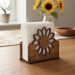 Laser Cut Sunflower Napkin Holder for Dining Table