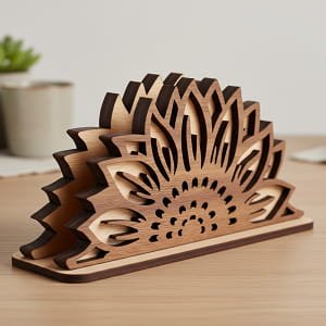Laser Cut Sunflower Wooden Tissue and Napkin Holder | Floral Table Decor