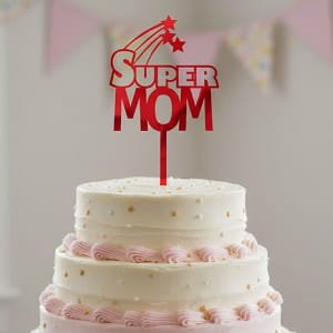 Laser Cut Super Mom Cake Topper for Mothers Day Celebration
