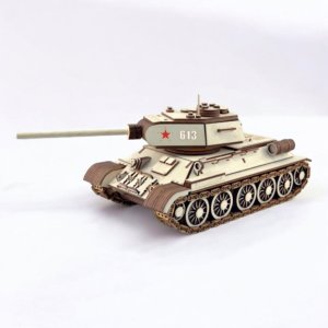 Laser Cut T-34 Soviet Tank 3D Wood Model Vector