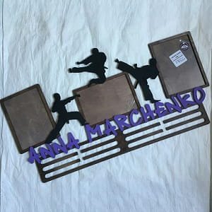 Laser Cut Taekwondo Medal Display Holder with Photo Frame