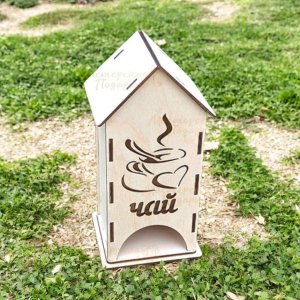 Laser Cut Tea Bag Holder House Vector