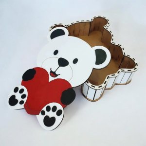 Laser Cut Teddy Bear Gift Box Vector