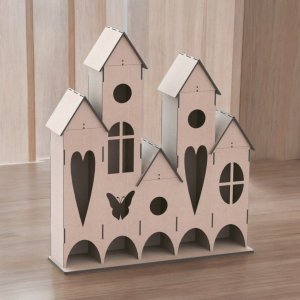 Laser Cut Terraced House Tea Bag Dispenser Vector