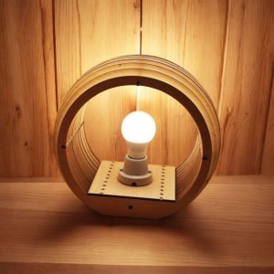 Laser Cut Tiny Oak Ring Lamp Vector