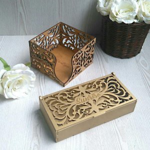 Laser Cut Tissue Box and Napkin Holder Vector