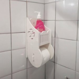 Laser Cut Toilet Paper Holder with Shelf Vector