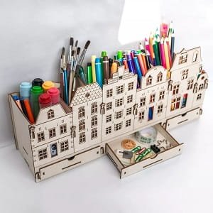 Laser Cut Traditional Amsterdam Canal Houses Themed Desk Organiser