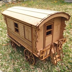 Laser Cut Traditional Romany Gypsy Caravan 3D Wooden Model Puzzle