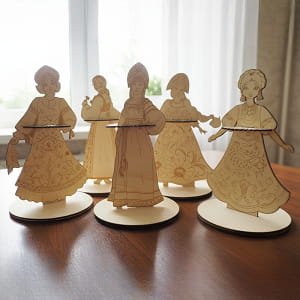 Laser Cut Traditional Slavic Women Napkin Holder Bundle