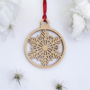 Laser Cut Traditional Snowflake Christmas Bauble Vector