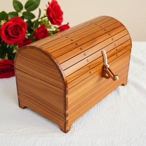 Laser Cut Treasure Chest with Rounded Lid Wooden Keepsake Box