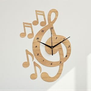 Laser Cut Treble Clef with Musical Notes Wall Clock