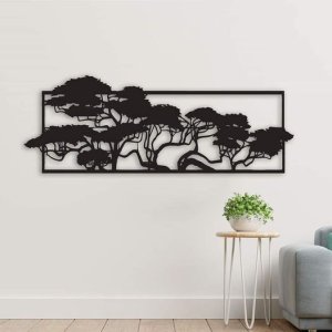 Laser Cut Trees Wall Art Panel Frame Vector