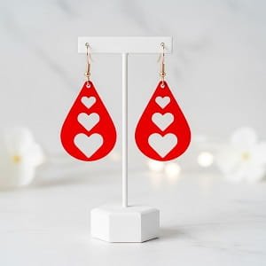 Laser Cut Triple Heart Teardrop Earrings