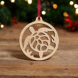 Laser Cut Turtle Christmas Ball Ornament Vector