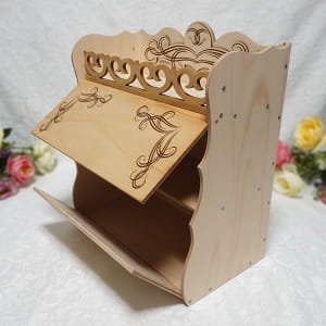 Laser Cut Two Tier Wooden Bread Box
