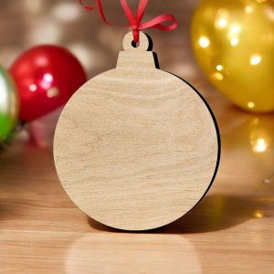 Laser Cut Unfinished Round Christmas Ornament Vector