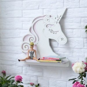 Laser Cut Unicorn Wall Shelf for Kids Room Vector