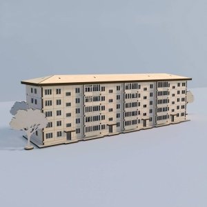 Laser Cut USSR Building 3D Wood Model Vector