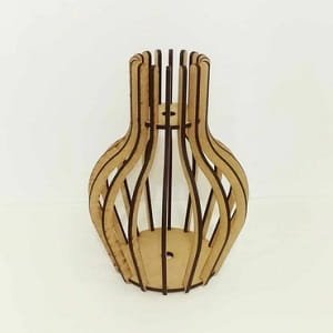 Laser Cut Vase Shaped Wooden Pendant Lamp