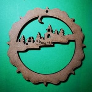 Laser Cut Village Scene Christmas Ornament