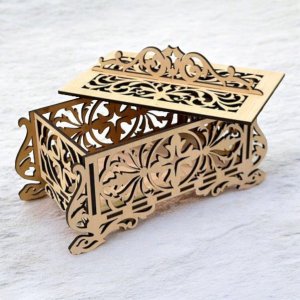 Laser Cut  Vintage Casket Jewelry Box Vector