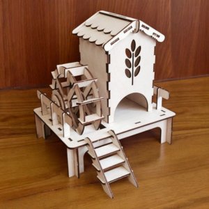 Laser Cut Waterwheel Cabin Tea Bag Dispenser Vector