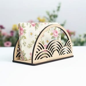 Laser Cut Wave Design Wooden Napkin Holder