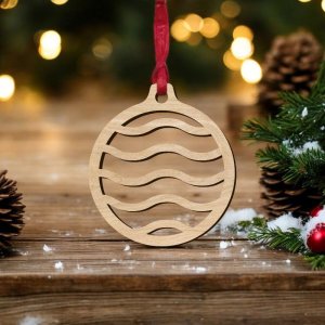 Laser Cut Wavy Christmas Bauble Vector