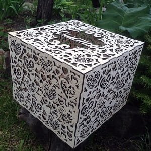 Laser Cut Wedding Card Box with Heart Cutout Design
