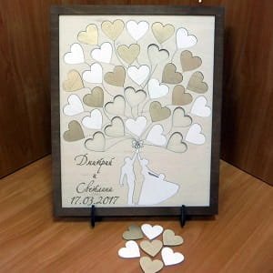 Laser Cut Wedding Guest Book Alternative Heart Drop Box Frame