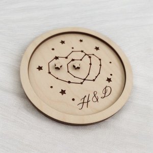 Laser Cut Wedding Ring Holder Tray with Stars Vector