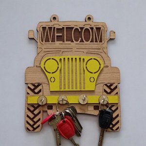 Laser Cut Welcome Jeep Key Holder Vector