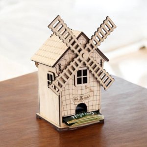 Laser Cut Windmill Tea House Tea Bag Dispenser Vector