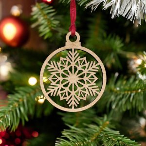 Laser Cut Winter Ornament Snowflake Ball Vector