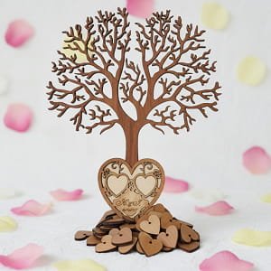 Laser Cut Wish Tree Guest Book Wedding Decor Heart Drop Stand