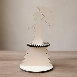 Laser Cut Woman with Umbrella Napkin Holder | Elegant Table Centerpiece