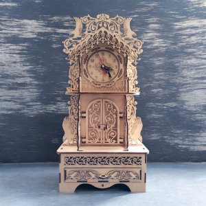 Laser Cut Wood Carving Clock Vector